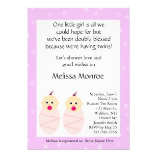 Pink Twins Baby Shower Invitation