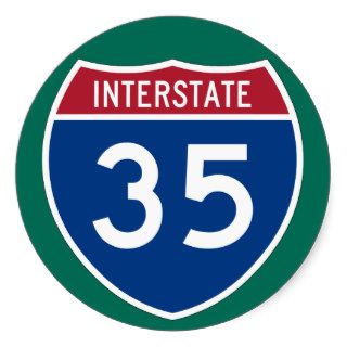 Interstate 35 (I 35) Highway Sign (pack of 6/20) Stickers