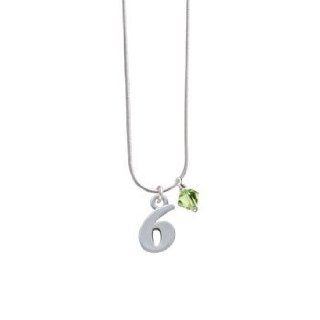 Silver Number   6 Peridot Swarovski Bicone Charm Necklace [Jewelry] Jewelry