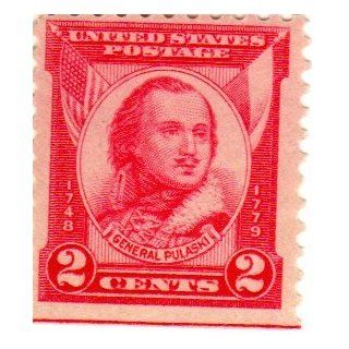 Postage Stamps United States. One Single 2 Cent Carmine Rose General Casimir Pulaski Stamp Dated 1931, Scott #690. 