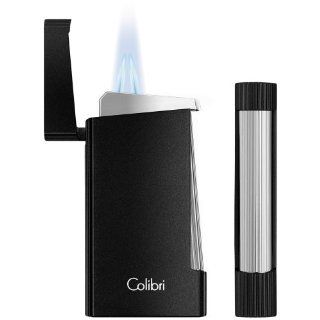 Colibri Voyager Metallic Charocal Black Polished Chrome Dual Flame Lighter Sports & Outdoors
