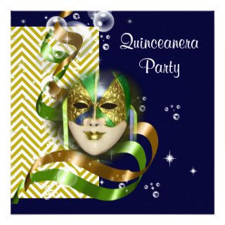 Quinceanera masquerade mask PERSONALIZE Invitation