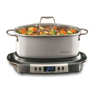 West Bend Versatility Oval Shaped 6 qt. Programmable Slow Cooker in Stainless Steel and Black DISCONTINUED WSB84966