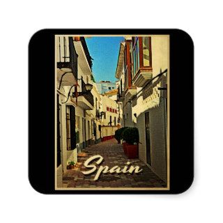 Spain Vintage Travel Square Stickers