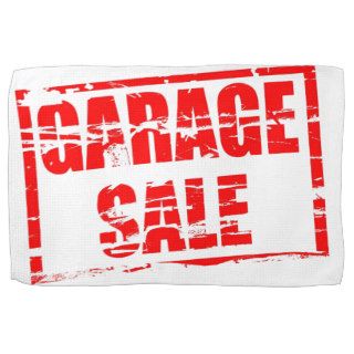 Garage Sale red rubber stamp effect Hand Towels