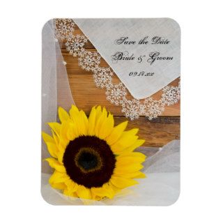 Sunflower and Lace Country Wedding Save the Date Magnets