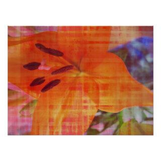 Orange Flower Modern Art Color Poster Print