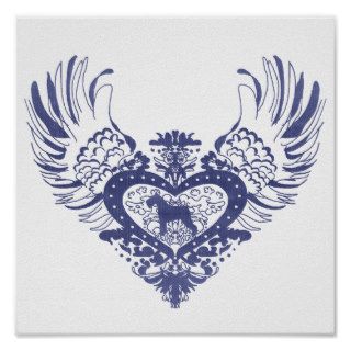 Schnauzer Winged Heart Posters