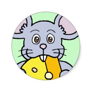 Mouse & Cheese ~ Mice Rat Cartoon Animal Round Sticker