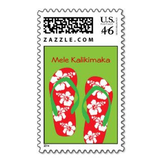 Hawaiian Hibiscus Slippers Holiday Stamp