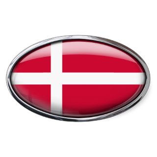 Denmark Flag Glass Oval Oval Sticker