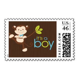 Cute Boy Monkey It's a Boy Birth Announcemt Postage