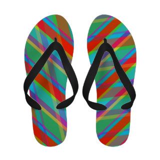 Crazy Plaid Hot Summer Rainbow Color Pattern Flip Flops
