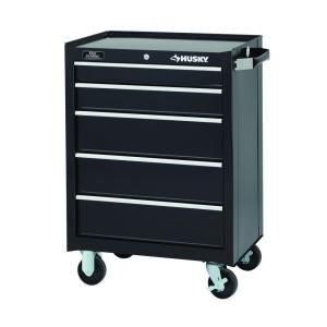 Husky 27 in. 5 Drawer Cabinet, Black 2636BKCA5THD2