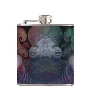 Dark Colorful Fractal Curly Octopus Composite Art Flask