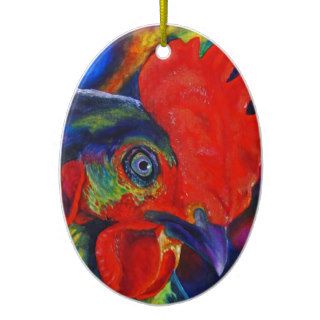 Colorful Rooster Christmas Ornaments