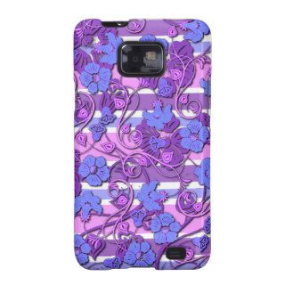 Chic Vintage Pink Purple Floral Stripes Pattern Samsung Galaxy S2 Cases