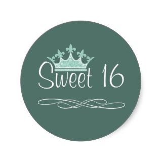 Pretty Crown Mint Green Sweet 16 Birthday Sticker