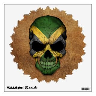 Aged and Worn Jamaican Flag Skull Wall Skin