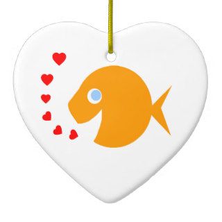 Cute Goldfish Love Hearts Valentine Door Hanger Christmas Ornament