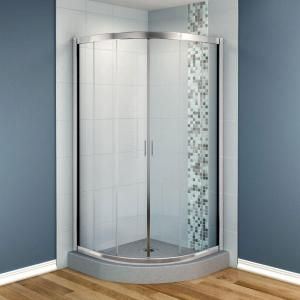 MAAX Intuition 32 in. x 32 in. x 70 in. Neo Round Frameless Corner Shower Door with Clear Glass in Chrome Finish 137200 900 084 000