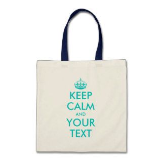 Turquoise Keep Calm tote bag  Customizable text