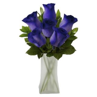 Fresh Cut Purple Tinted Rose with Vase   6 Stems