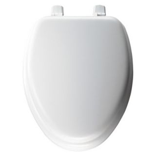 Elongated Cushioned Vinyl Soft Toilet Seat with Top Tite Hinge   White