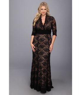 Kiyonna Screen Siren Lace Gown Womens Dress (Black)