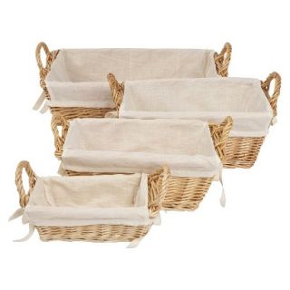 Burts Bees Baby Set of 4 Medium Rattan Storage Baskets with Cotton Liner