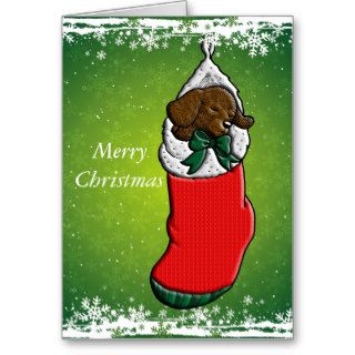 Sleeping Puppy in Christmas Stocking Greeting Cards