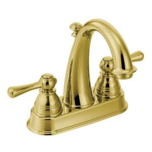 MOEN Kingsley 4 in. 2 Handle Bathroom Faucet in Polished Brass 6121P