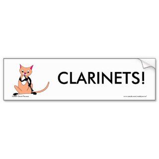 Cat Playing the Clarinet Bumper Stickers