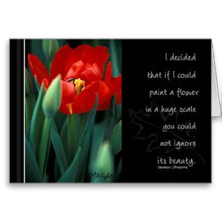 Single Red Tulip with Quote Greeting Cards