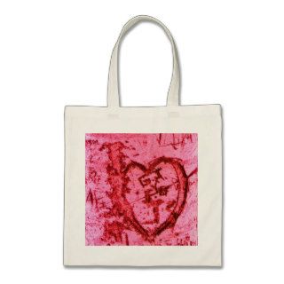 Pink Tree Trunk Graffiti Heart Tote Bags