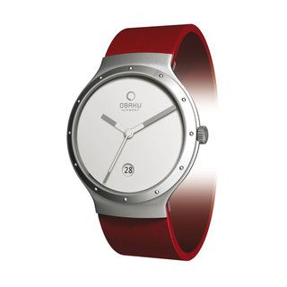 Obaku Women's 'V119LCWRR' Red Leather White Dial Quartz Watch Women's More Brands Watches