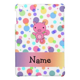 Personalized name cute pig rainbow stripes case for the iPad mini