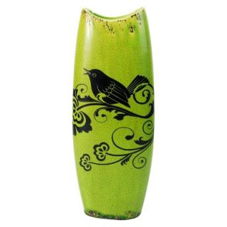 Oval Bird Vase   Green