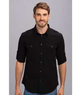 Calvin Klein Jeans L/S Solid Roll Up Mens Long Sleeve Button Up (Black)