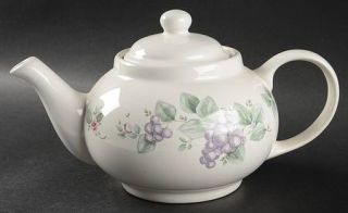 Pfaltzgraff Grapevine Teapot & Lid, Fine China Dinnerware   Stoneware,Purple Gra