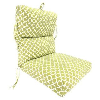 Outdoor Deluxe Chair Cushion   Green/White Geometric