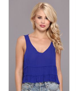 Free People Solid Crinkle Breeze Cami Womens Blouse (Blue)