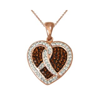 14K Rose Gold Over Silver Crystal Heart Pendant, Womens
