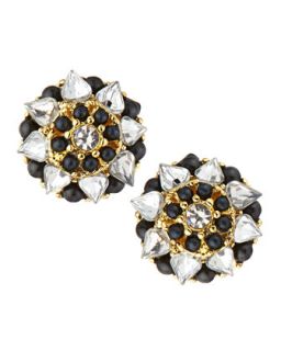 Crystal Flower Button Earrings