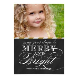 MERRY AND BRIGHT, CHALKBOARD, PHOTO HOLIDAY PERSONALIZED INVITATIONS
