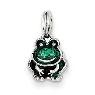 Sterling Silver Green Enameled Frog Charm Cyber Monday Special Charm Jewelry Brothers Pendant Jewelry