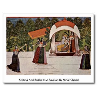 Krishna And Radha In A Pavilion By Nihal Chand Post Cards
