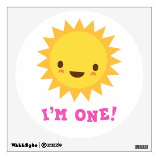 Cute kawaii sun cartoon character I am one Wall Skin