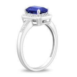 Miadora 10k White Gold Created Sapphire and Diamond Accent Ring Miadora Gemstone Rings