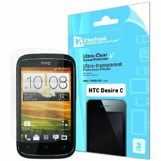 HTC A320e Desire C   Ultra Clear Screen Protectors From Clarivue   2 Per Pack Cell Phones & Accessories